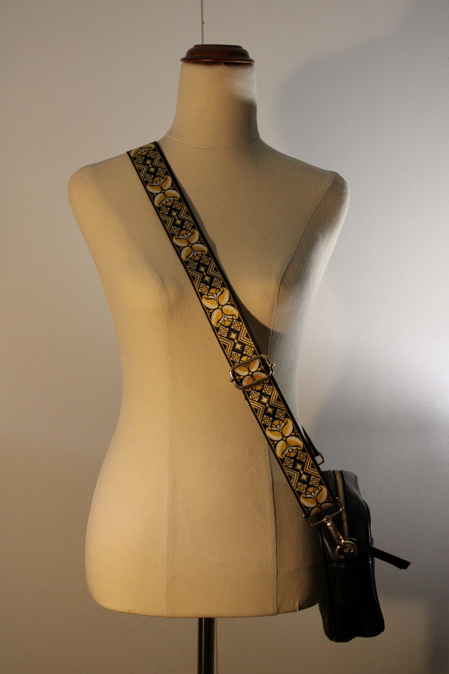 Bag Strap - Nouveau Black/Yellow/White Flower