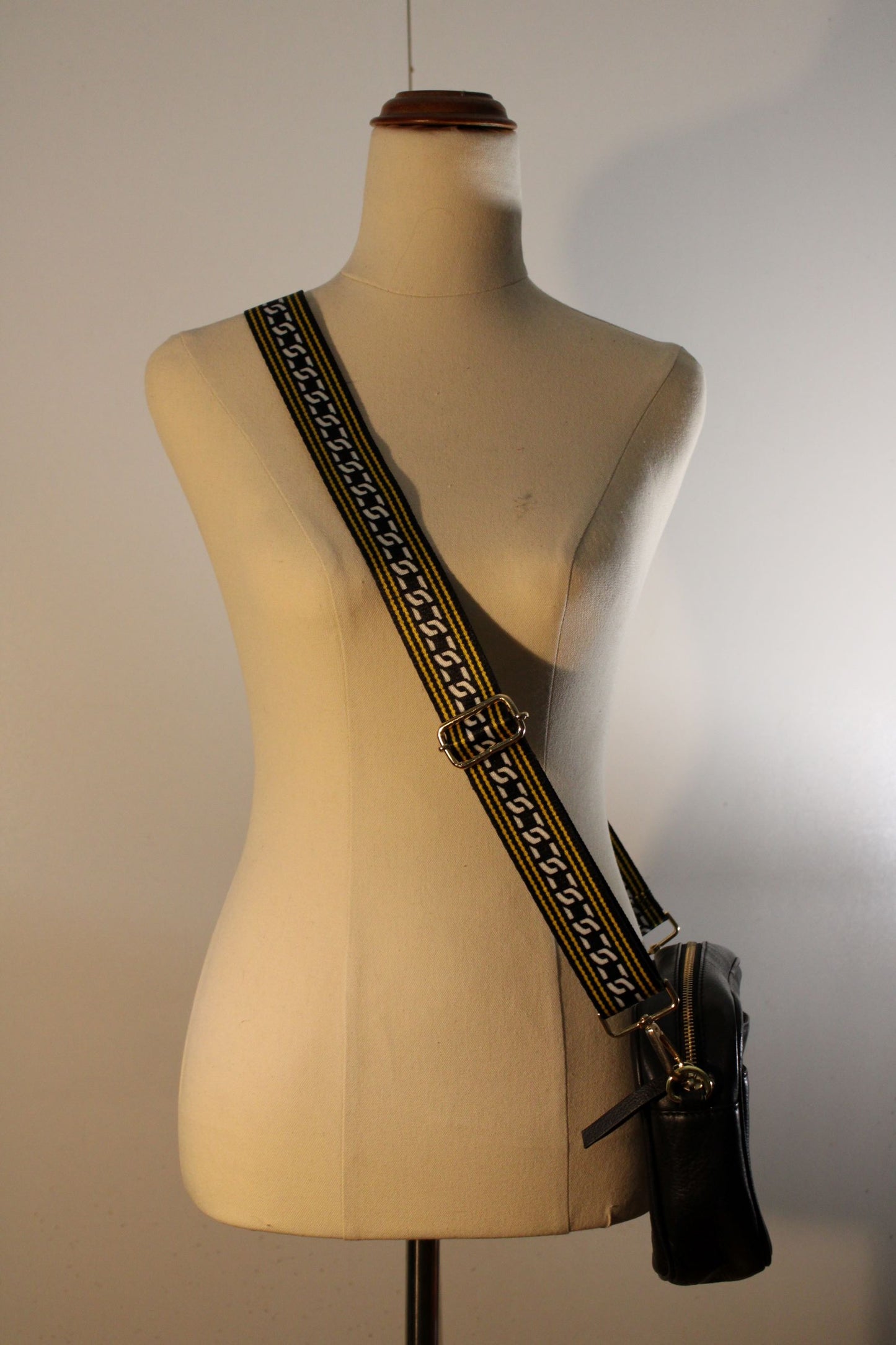 Bag Strap - White Black Yellow Chain